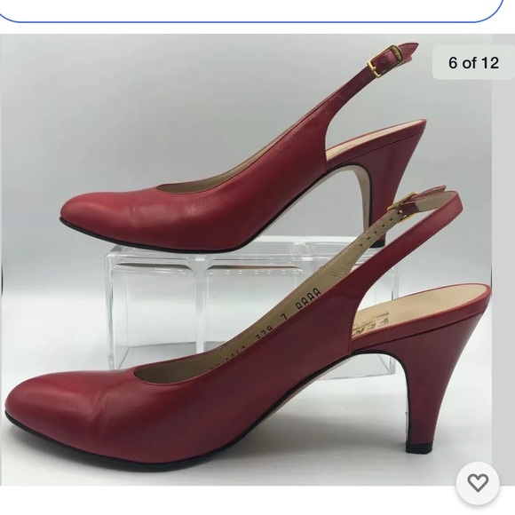 Salvatore Ferragamo slingback red woman’s 7 -4A - Picture 6 of 12